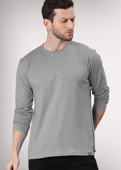 Teeshut Ash Grey Mens Solid Full Sleeves T-shirt