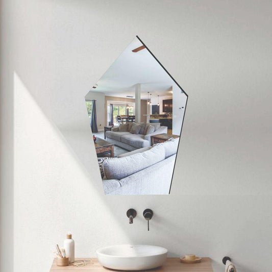 WallDaddy Oval Shape Plastic Mirror For Wall Size (20x30)Cm Flexible Mirror PentagonMirror