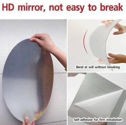 WallDaddy Oval Shape Plastic Mirror For Wall Size (20x30)Cm Flexible Mirror DiamondMirror
