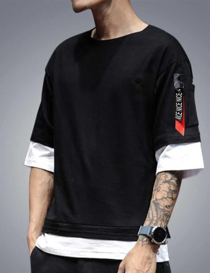 Cotton Blend Solid Half Sleeves Oversized T-Shirt