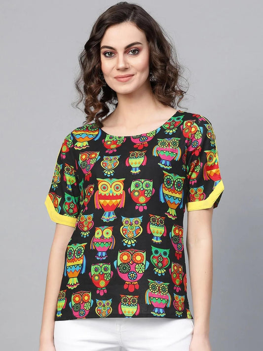 Women's Owl Print Top / T Shirt