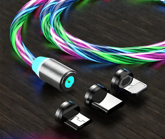3 in 1 Multiple Pin Universal Magnetic Phone Charger with LED